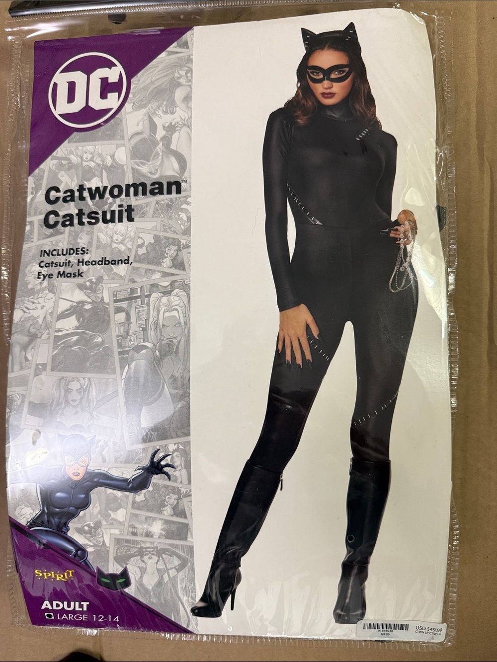 DC Catwoman Black Jumpsuit with Headband & Eye Mask